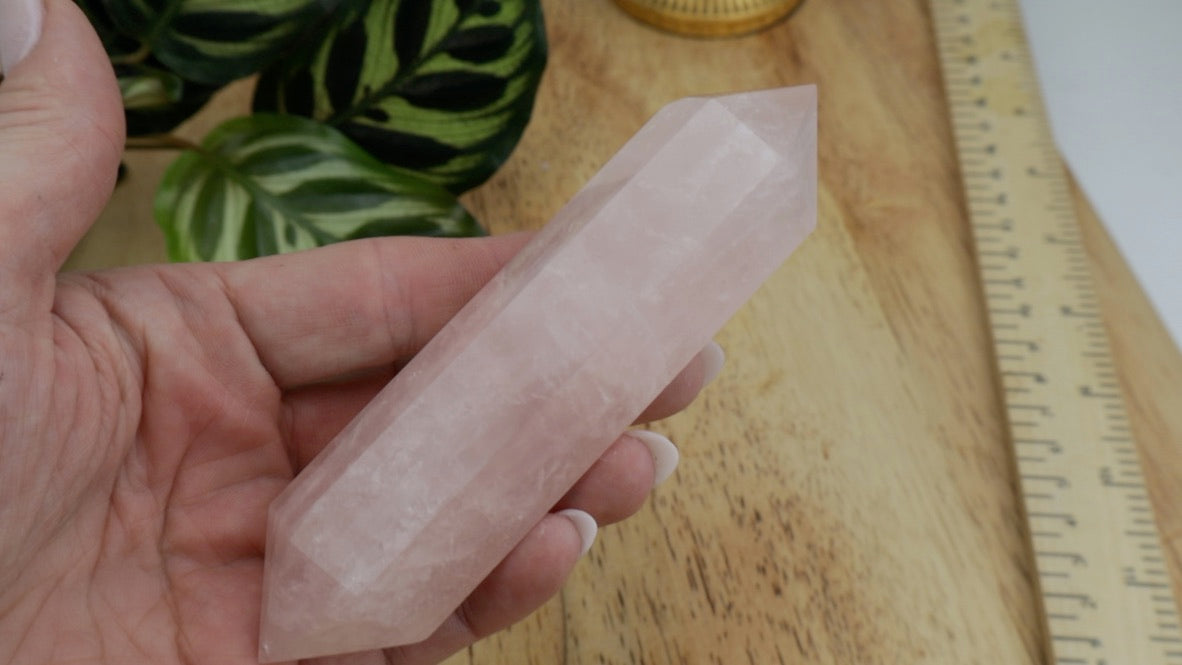 Rose Quartz Double Terminated Crystal 12–13cm – Love & Energy Flow