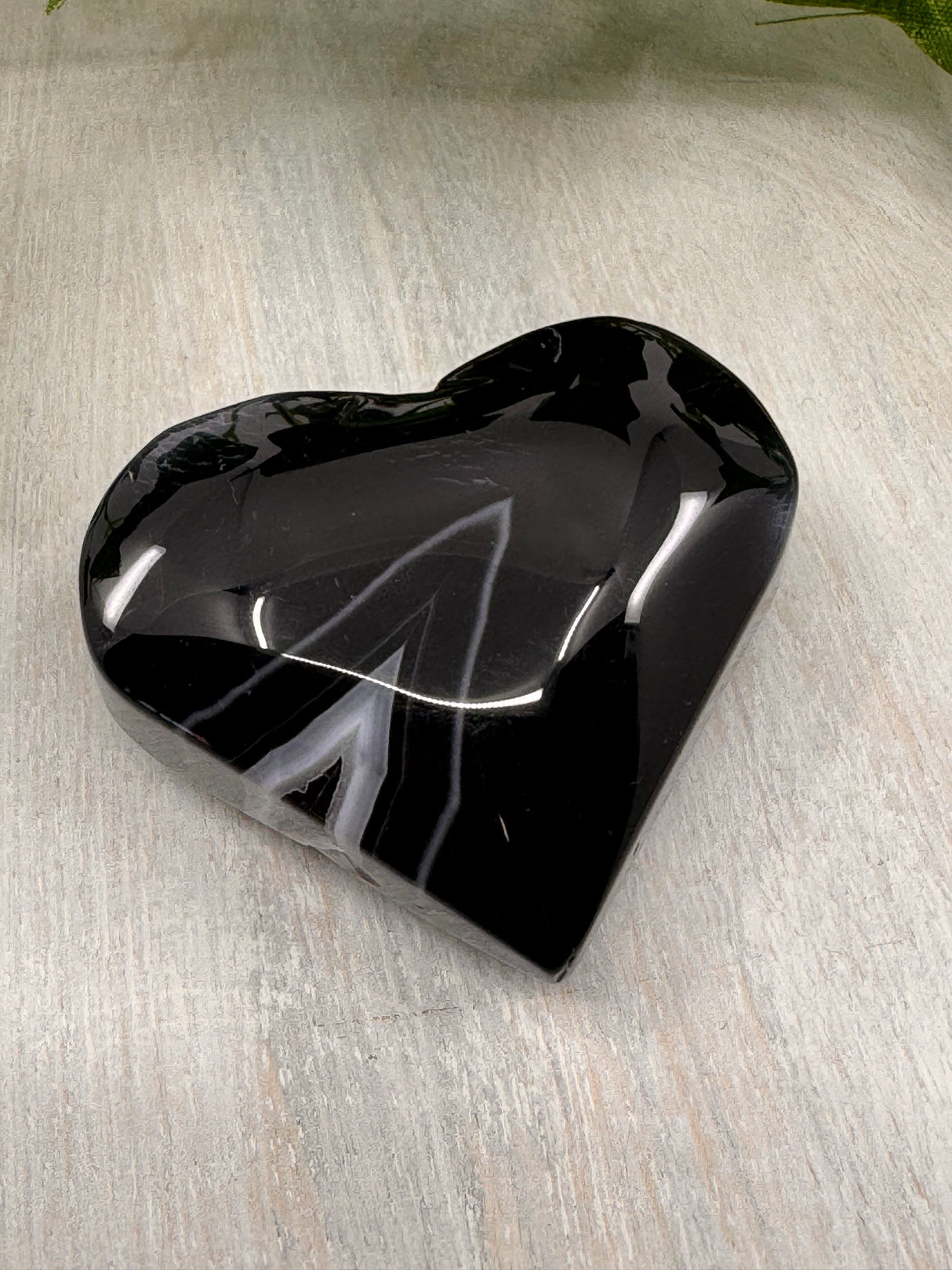 Banded Black Agate Heart - "I release all behaviours that no longer serve me."