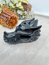 Black Obsidian dragon head carving 303g 10.5x5cm – glossy black crystal for protection, power and transformation 