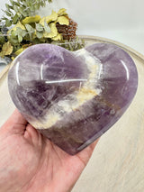 Chevron Amethyst Heart on Gold Stand 892g (13x11cm) – Stone of Harmony, Intuition & Divine Protection