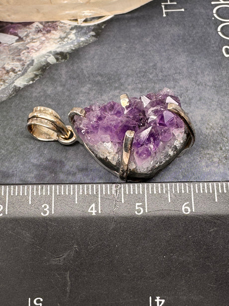 Amethyst Cluster Silver Pendant - “I trust my intuition and allow it to guide me each day”