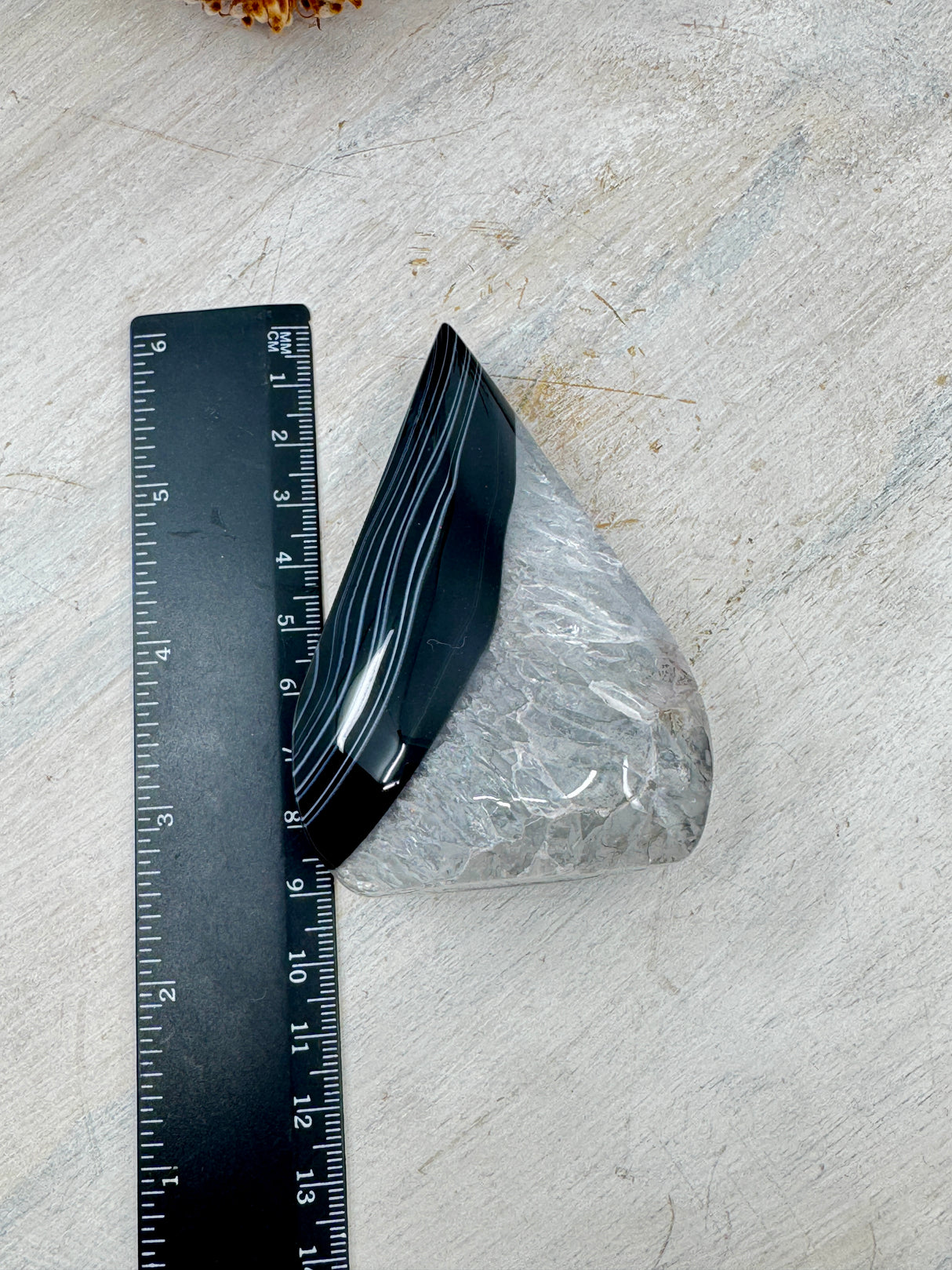 Black Banded Agate Flame 171g (8.5x6cm) – Stone of Protection, Grounding & Balance