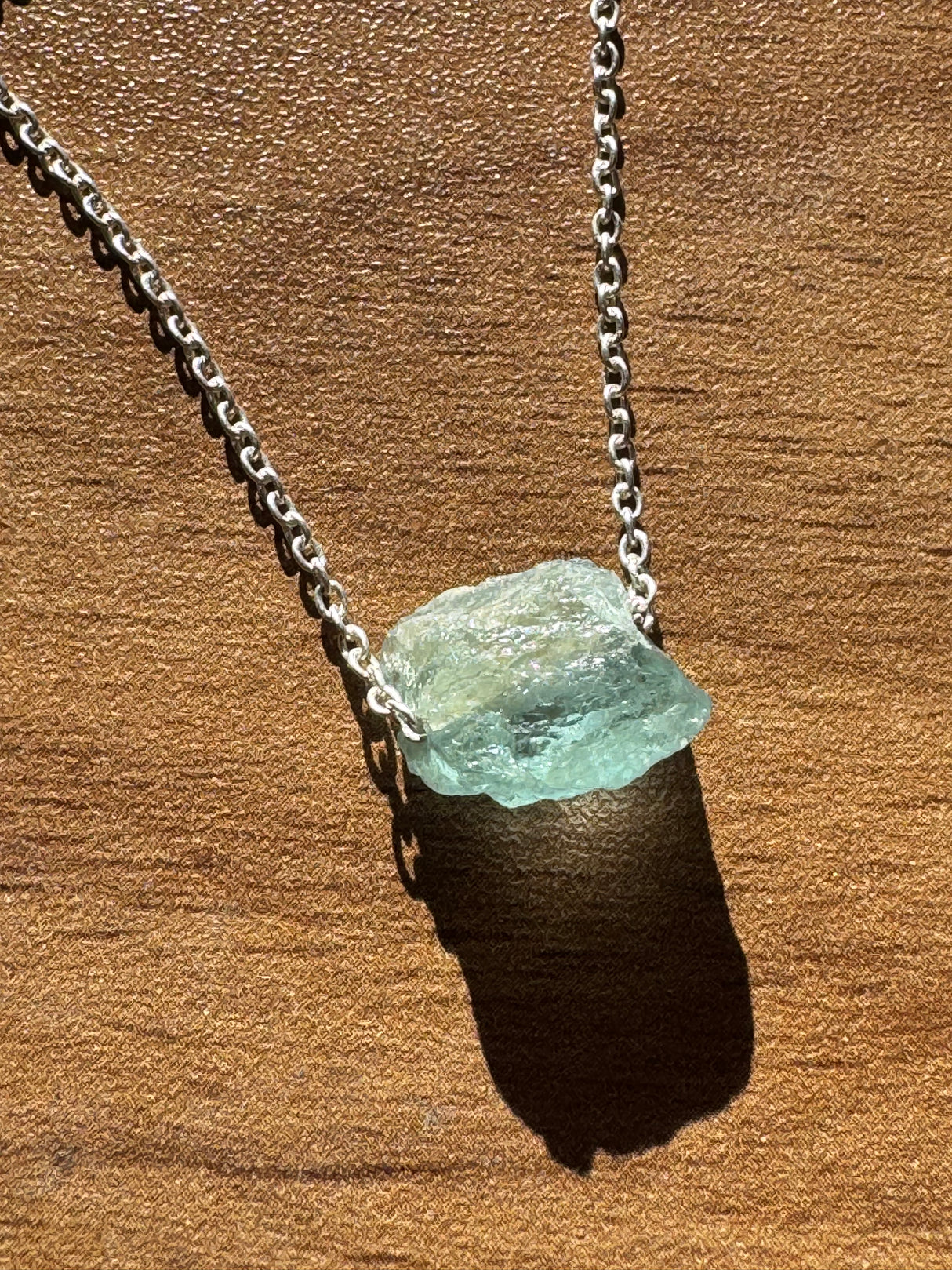 Aquamarine Rough Silver Bracelet - “I clearly and calmly express my most authentic truth”.