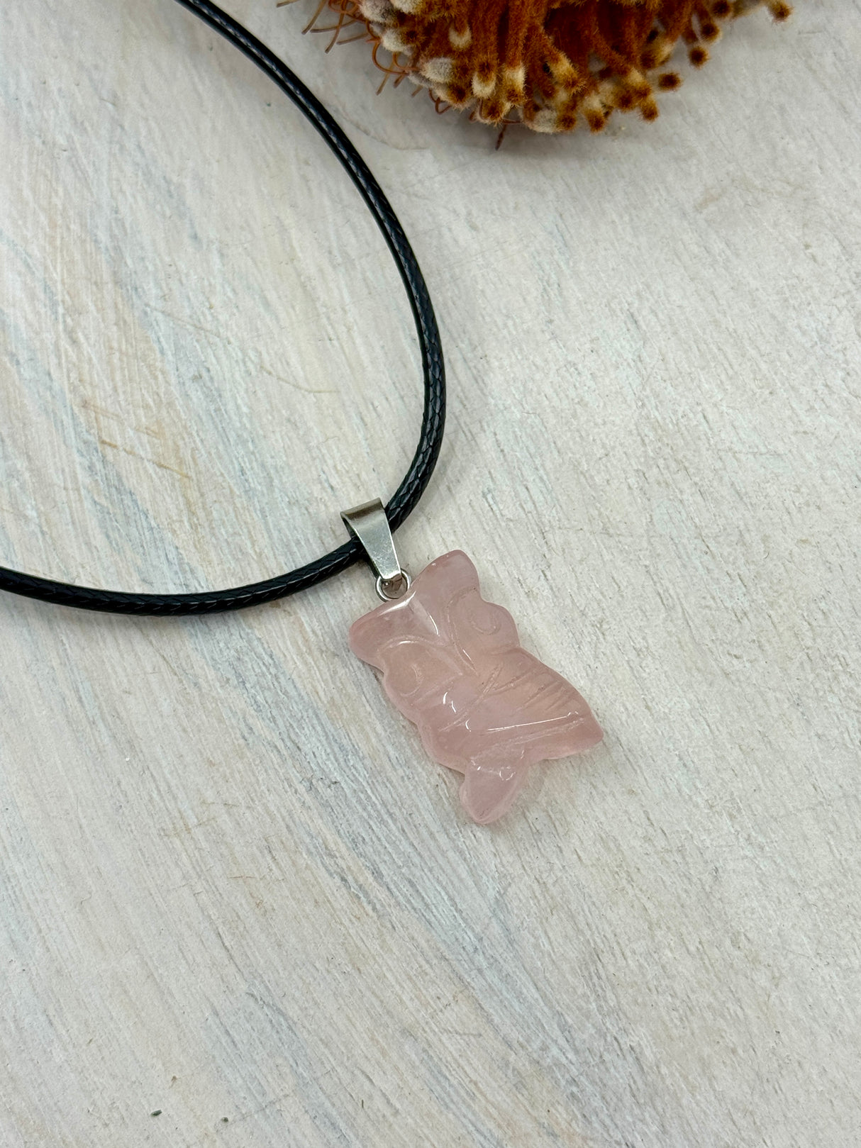 Rose Quartz Owl Pendant – Stone of Love, Wisdom & Emotional Healing