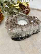 Smoky Amethyst with Goethite tea light candle holder 1.031kg 18cm – purple and brown crystal for protection, transformation and light – Inspired By 3 Crystals Australia.