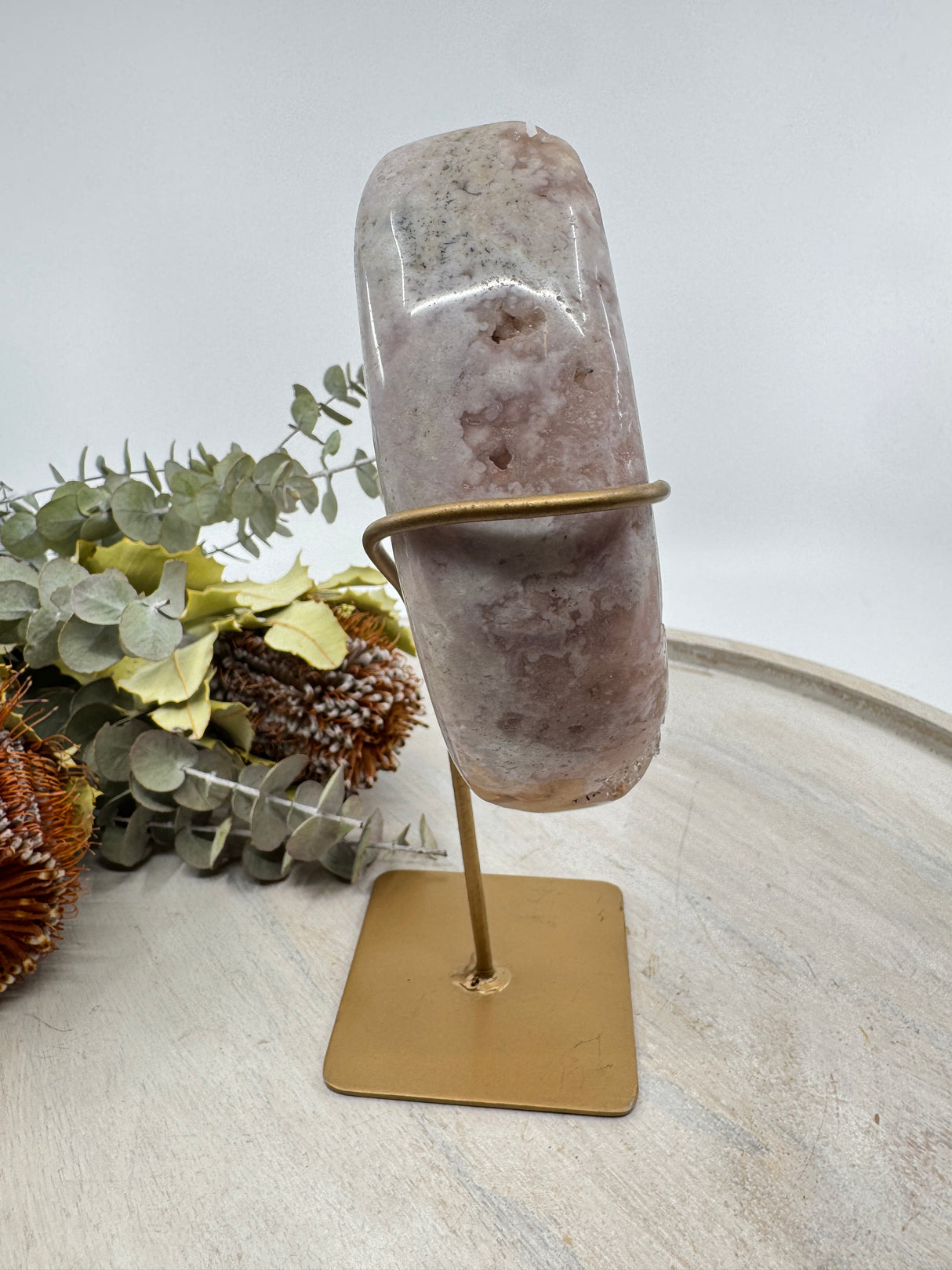 Pink Amethyst Moon Carving 1.102kg (20.5cm with stand) – Stone of Peace, Love & Divine Feminine Energy