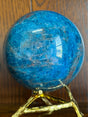 Blue Apatite sphere 2.2kg in vivid ocean-blue tones — crystal of manifestation, focus, and determination.