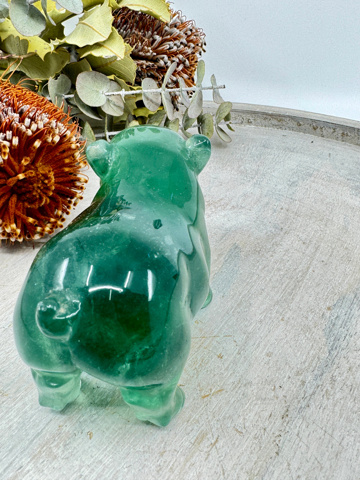 Green Fluorite Pig Carving 415g (5x9.5cm) – Stone of Renewal, Clarity & Abundance