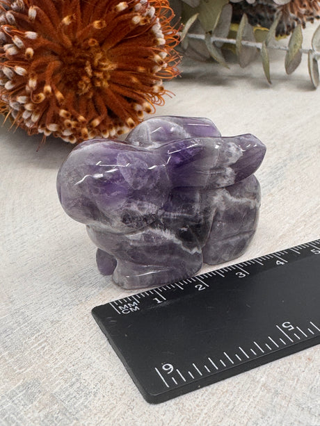 Chevron Amethyst Rabbit Carving – Crystal of Peace & Spiritual Renewal