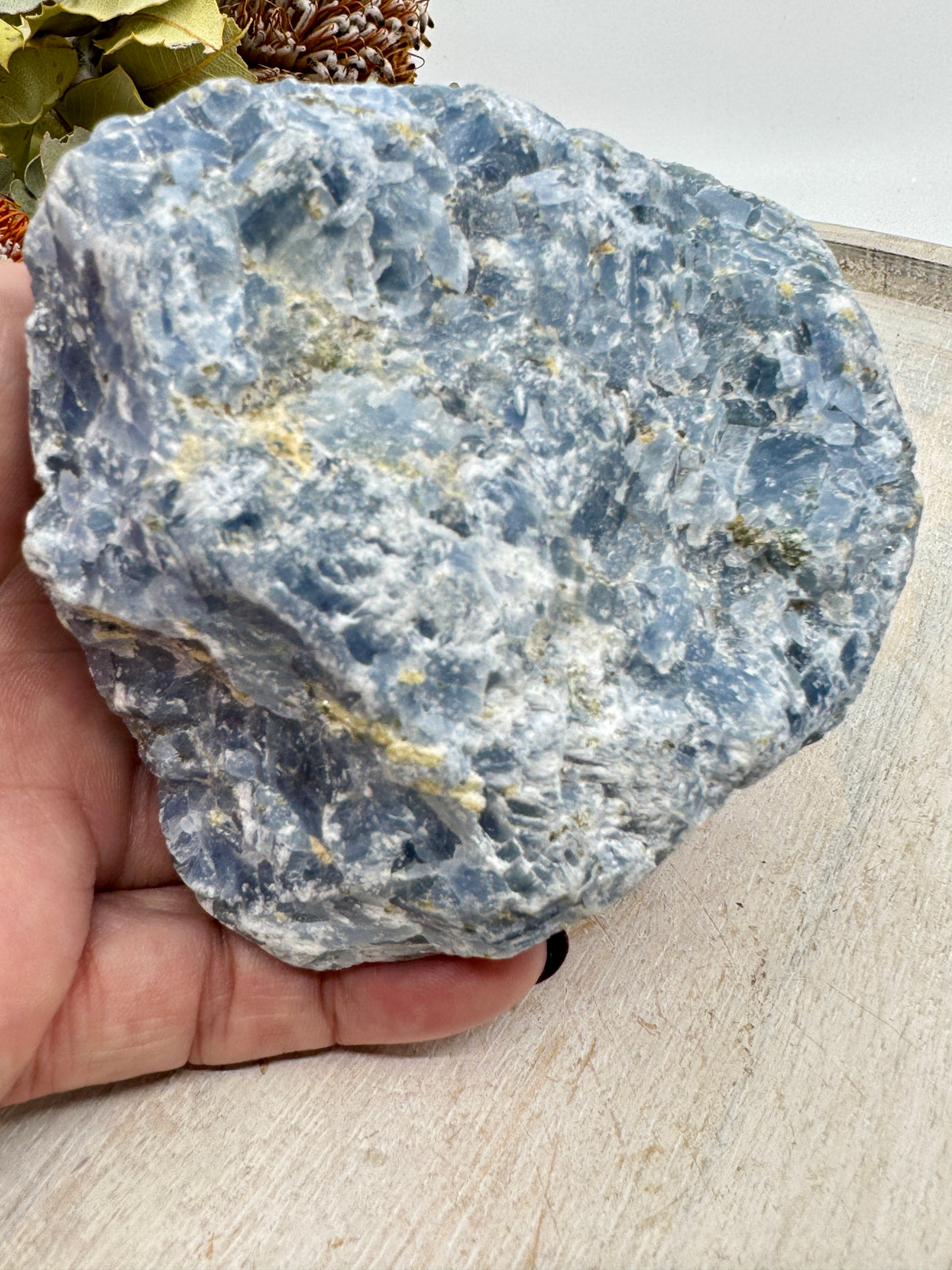 Blue Calcite Natural Chunk with Polished Face #1 – Stone of Calm, Clarity & Emotional Healing