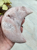 Pink Amethyst moon carving 369g 10cm – soft pink crystal symbol of peace, love and emotional healing – Inspired By 3 Crystals Australia.