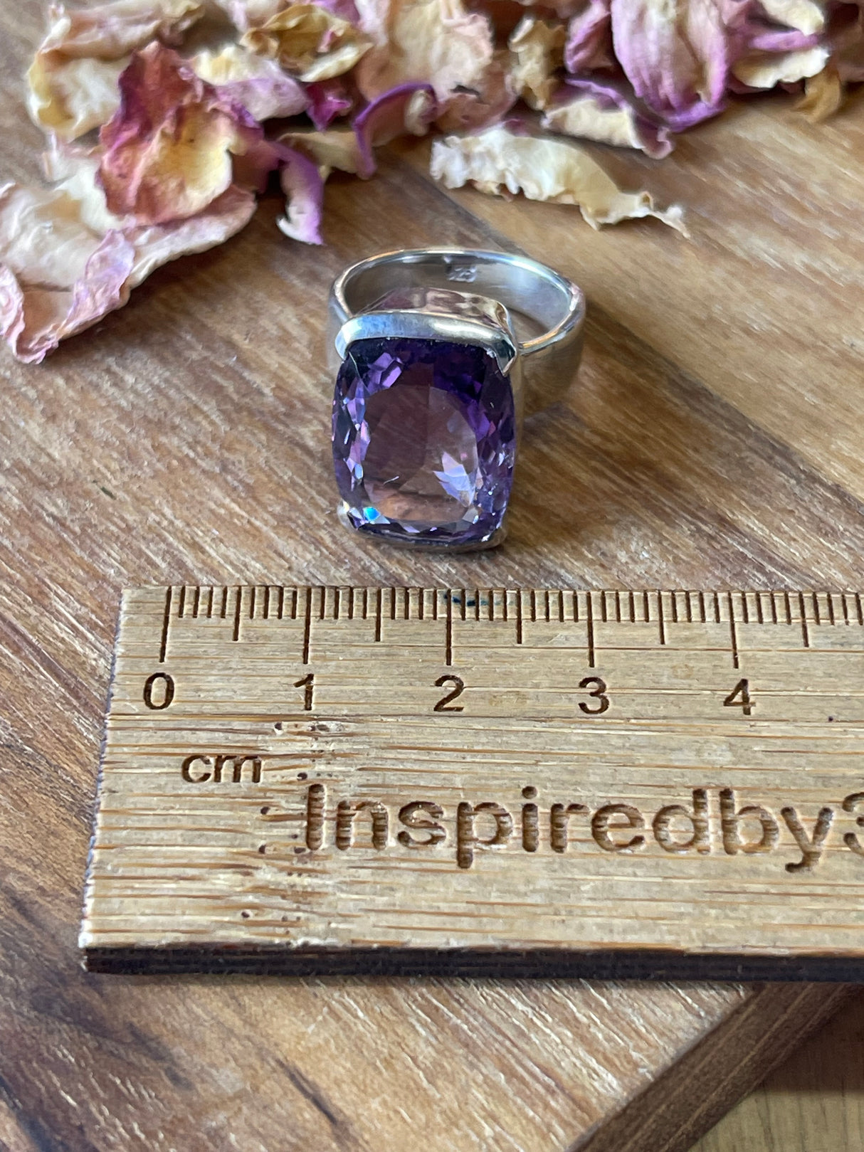 Amethyst Silver Ring Size 7 - “I trust my intuition and allow it to guide me each day”