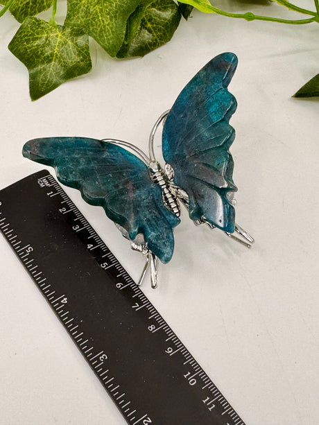 Apatite Blue Butterfly Carving - "I work relentlessly each day to achieve my goals."
