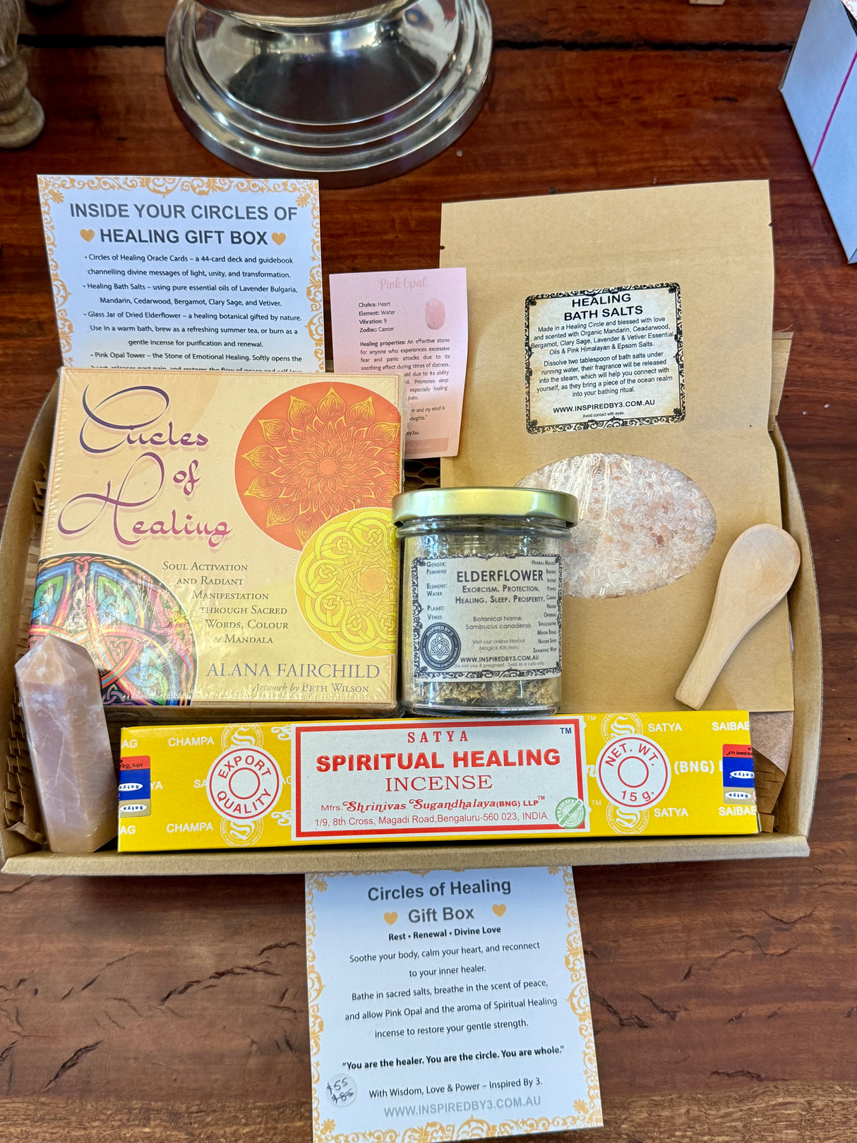 Circles of Healing Gift Box – Oracle, Pink Opal Tower, Bath Ritual & Spiritual Healing Incense