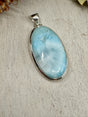 Larimar pendant #7 10.72g 4.6x2.3cm set in .925 silver – blue crystal necklace with chain, gift box and card – Inspired By 3 Crystals Australia.