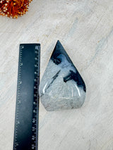 Black Banded Agate Flame 169g (9x6cm) – Stone of Grounding, Protection & Strength