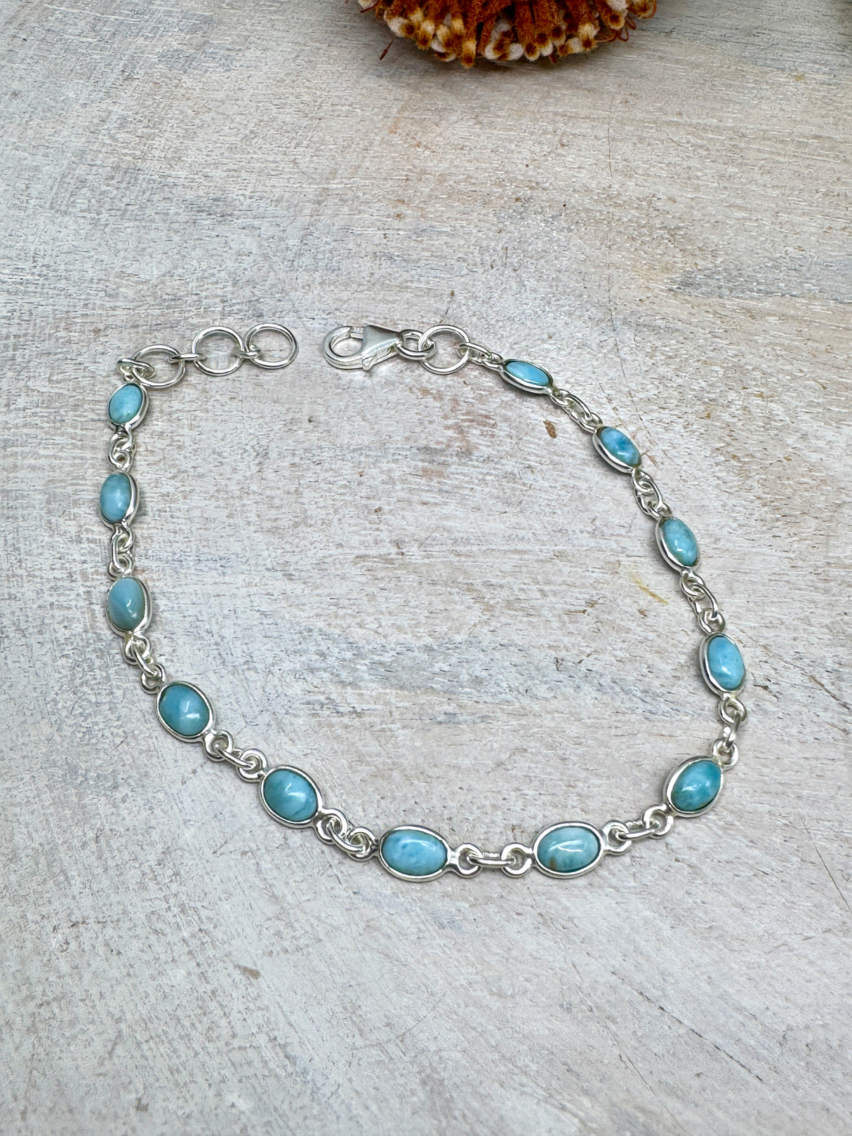 Larimar Bracelet – .925 Sterling Silver – Stone of Peace, Feminine Wisdom & Ocean Healing