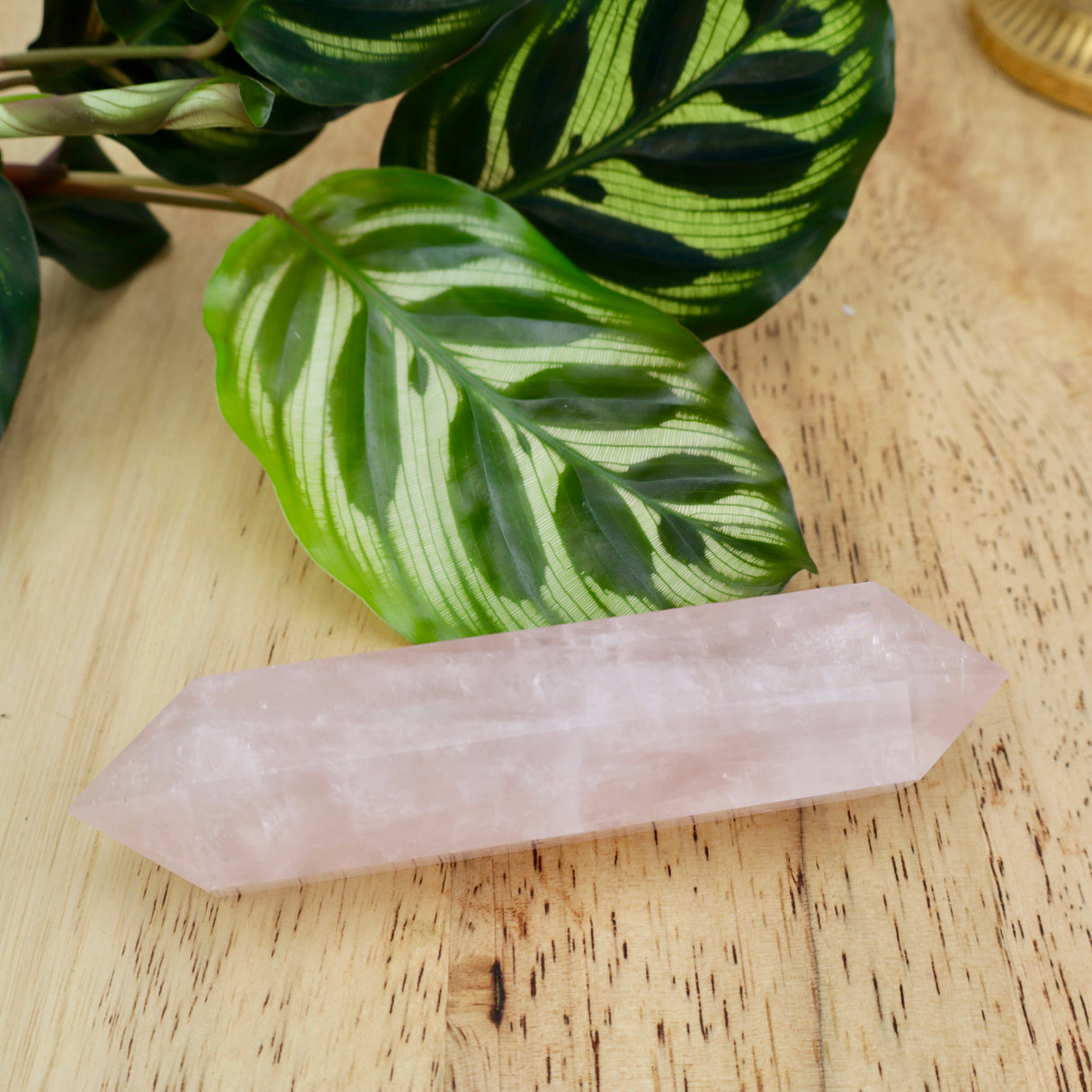 Rose Quartz double terminated crystal 12–13cm polished pink healing stone for love and heart chakra balance