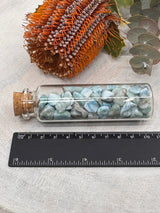 Larimar Crystal Chips in Glass Jar | Calming Ocean Stone of Peace