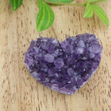 Natural amethyst cluster heart 6cm 62g purple druzy healing crystal for protection meditation and emotional balance