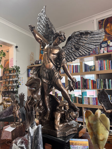 Large bronze Archangel Michael figurine – protector and warrior of light