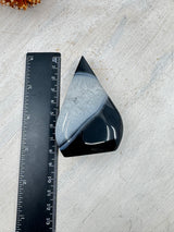 Black Banded Agate Flame 114g (8x5cm) – Stone of Grounding, Protection & Balance