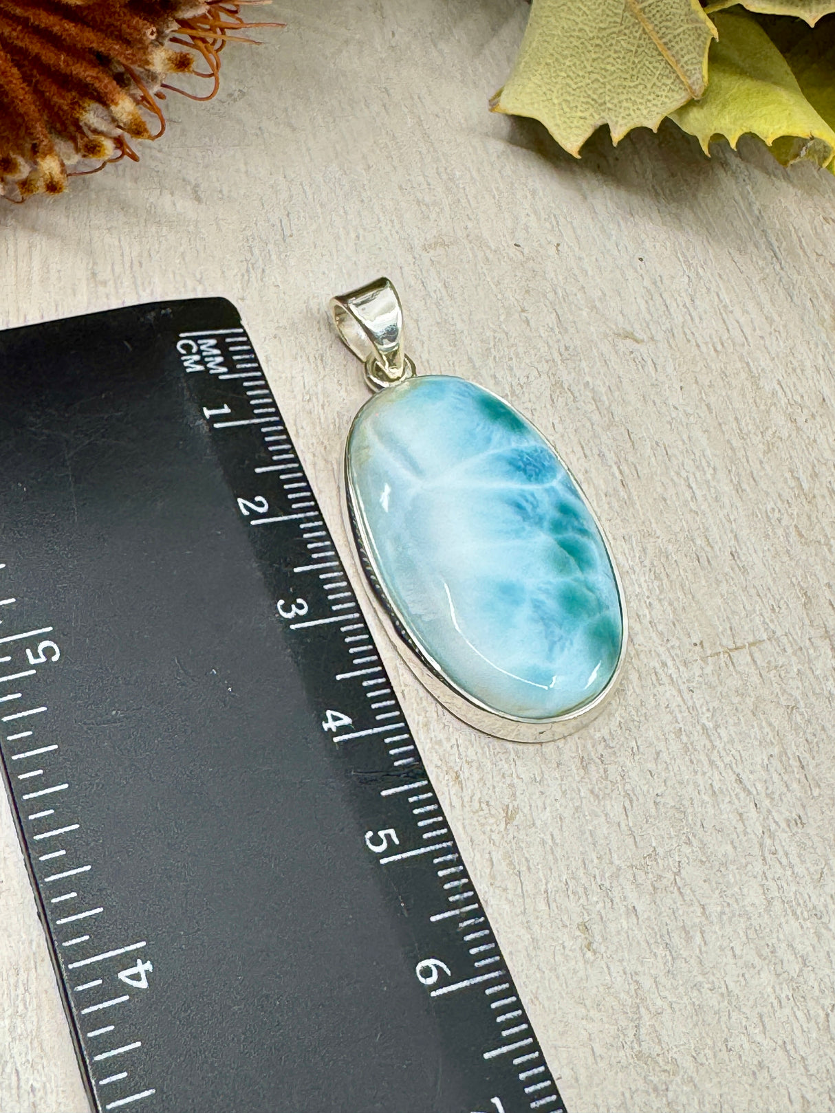 Larimar Pendant #4 – 10.22g (4.6x2.2cm) – .925 Silver – Stone of Peace, Feminine Strength & Emotional Clarity