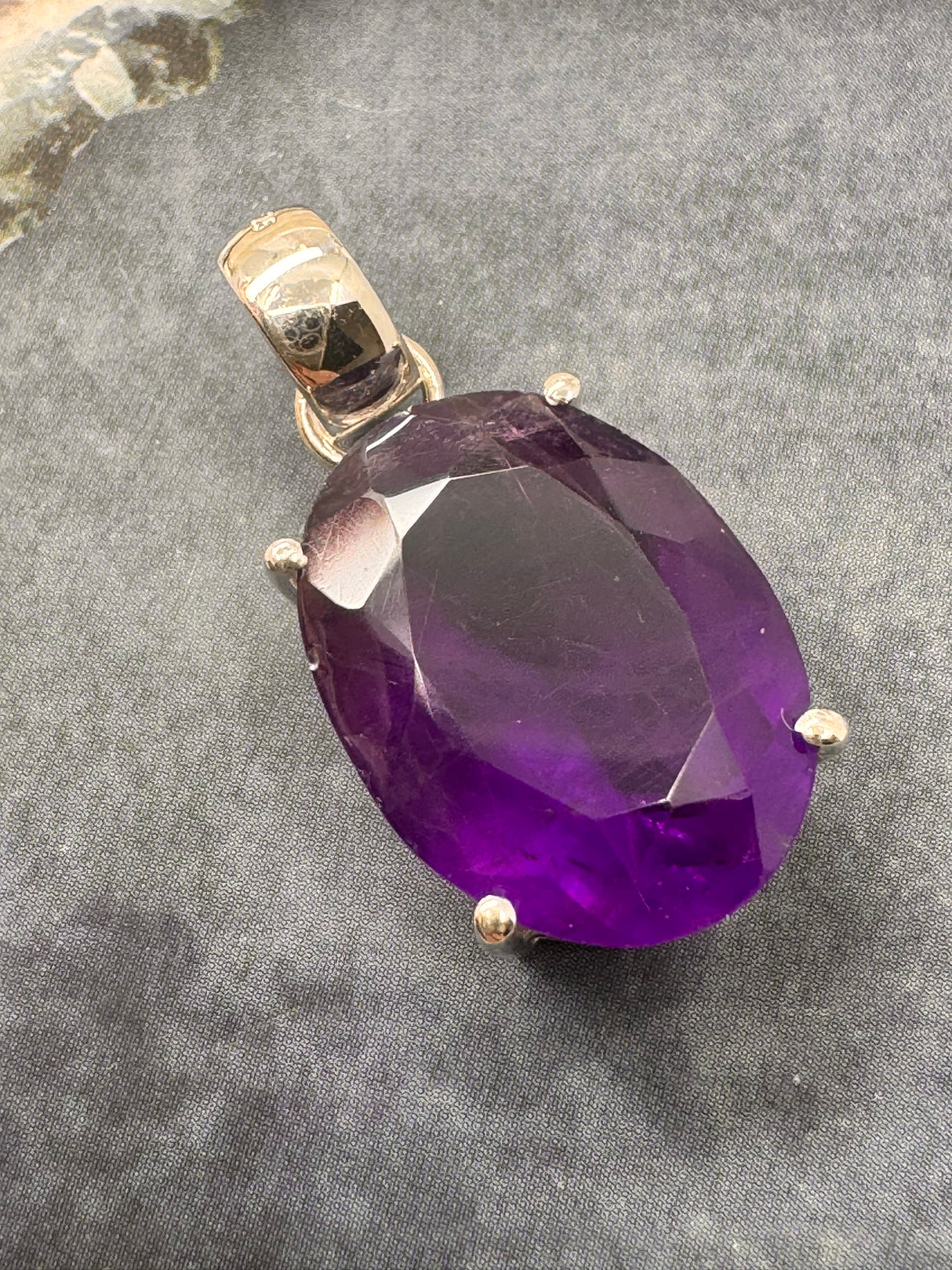 Amethyst Silver Faceted Pendant - “I trust my intuition and allow it to guide me each day”
