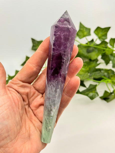 Rainbow Fluorite Wand 155g with Gold Stand – Beacon of Alignment, Insight and Divine Order
