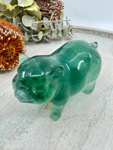 Green Fluorite pig carving 415g 5x9.5cm – green crystal symbol of clarity, abundance and renewal – Inspired By 3 Crystals Australia.