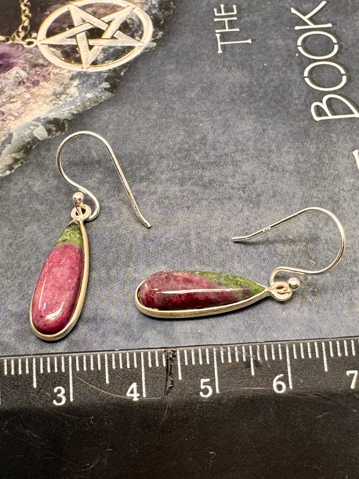 Ruby Zoisite Silver Drop Earrings  - "I radiate gratitude, appreciation, and love each day."