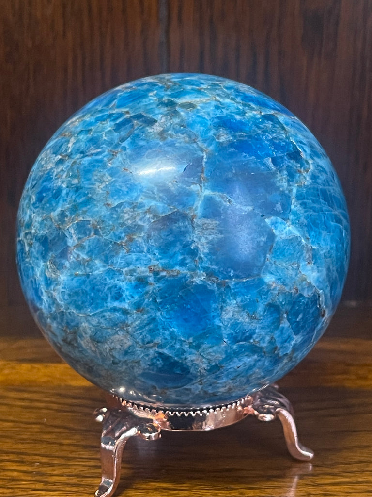 Blue Apatite Sphere #1 954g -  "I work relentlessly each day to achieve my goals."