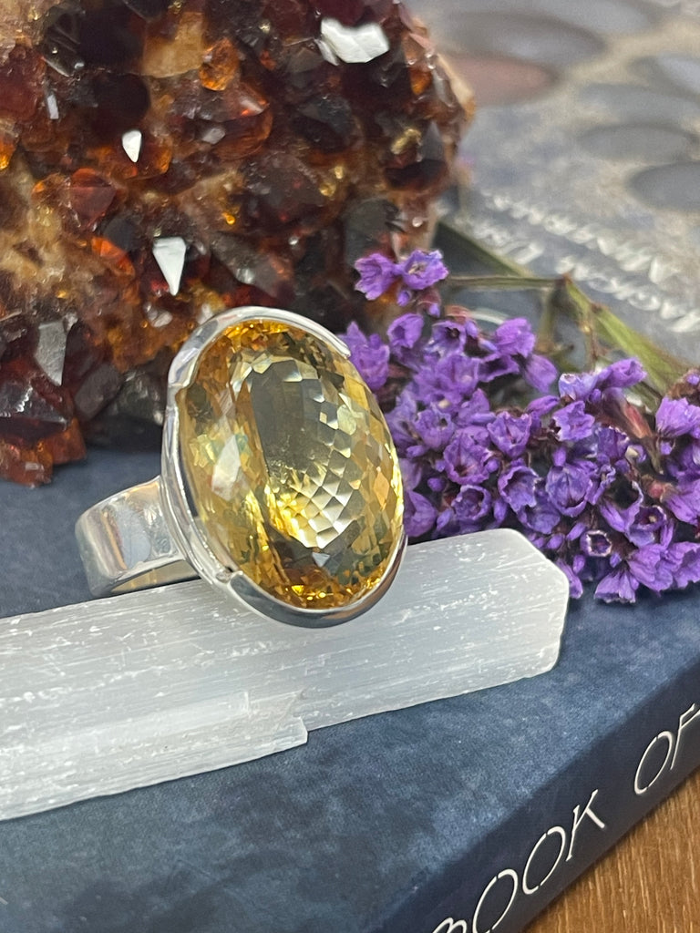 Citrine Silver Ring Size 10 #1 - “I am successful in all areas of life”.