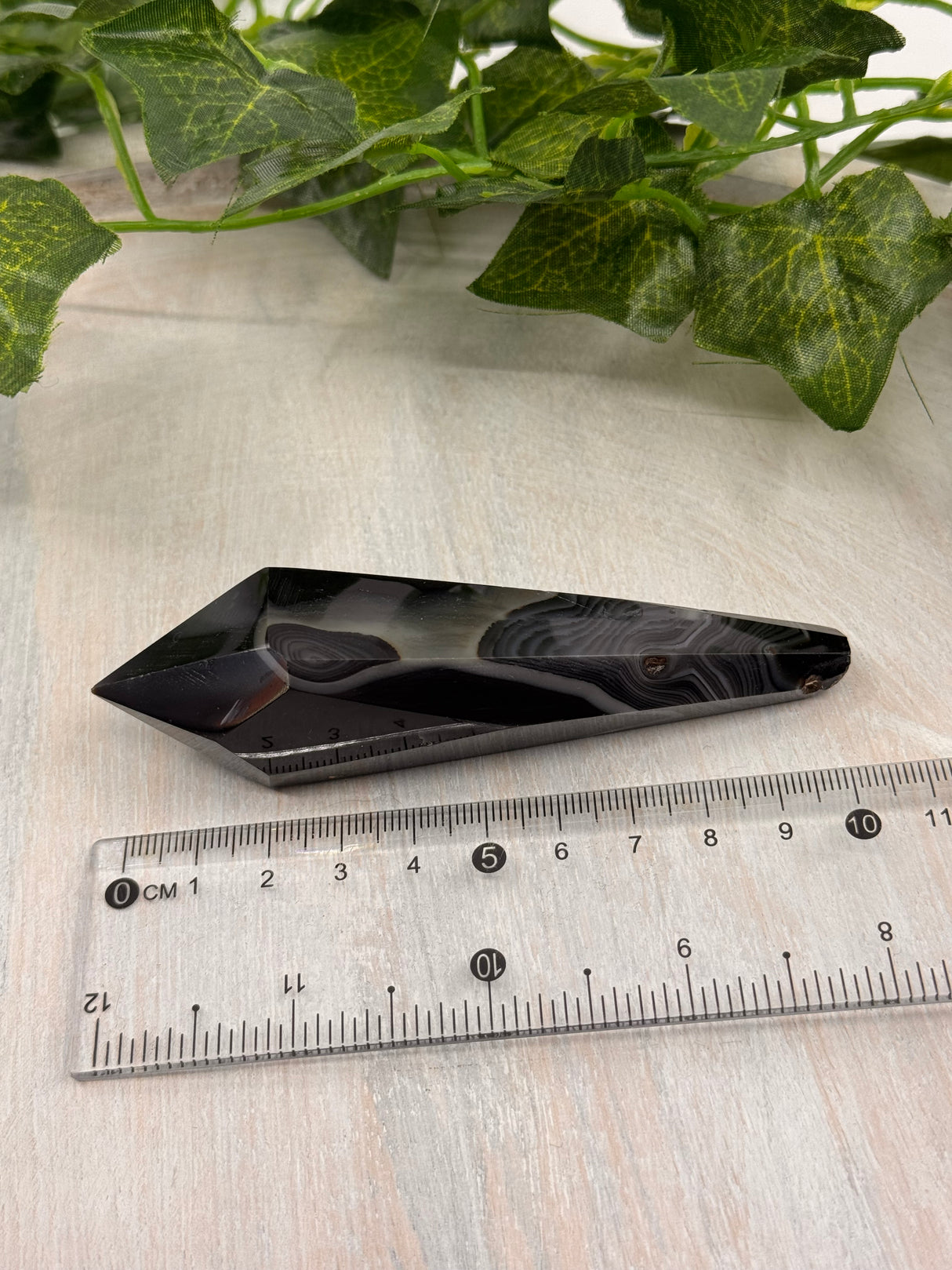 Banded Black Agate Wand - "I release all behaviours that no longer serve me."