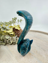 Blue Apatite Snake Carving 15cm – Stone of Wisdom, Transformation & Intuition