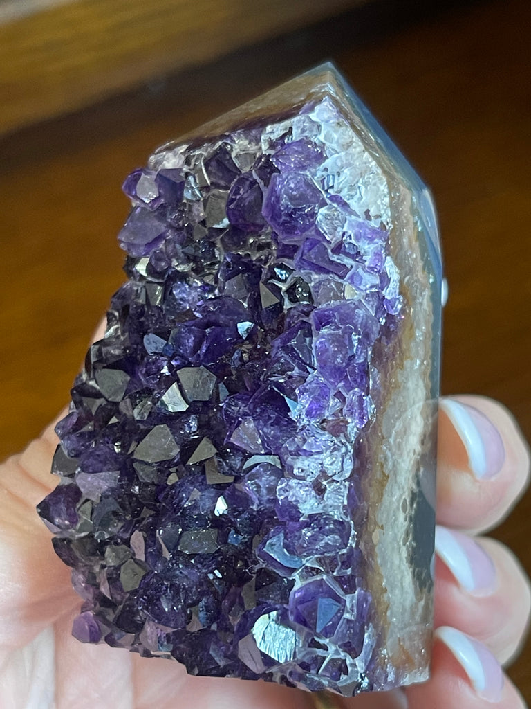 Amethyst Cluster Point A+ with polished back - #3 176g - “I trust my intuition and allow it to guide me each day”’