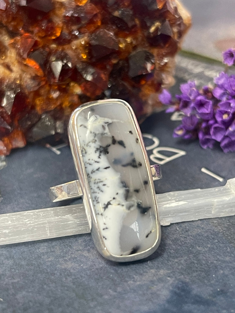 Dendritic Agate Silver Ring Size 10 #1 - Earth Healer - Protection