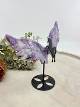 Lepidolite Unicorn Wings on Black Stand (15x20cm) – Stone of Peace, Magic & Emotional Balance