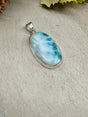 Larimar pendant #4 10.22g 4.6x2.2cm set in .925 silver – blue crystal necklace with chain, gift box and card – Inspired By 3 Crystals Australia.
