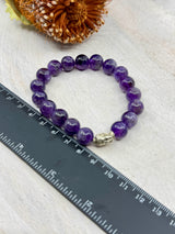 Amethyst Stretch Bracelet with Buddha Charm 10mm Beads – Stone of Calm, Intuition & Spiritual Protection