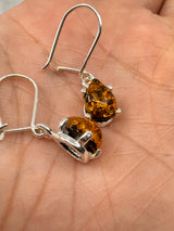 Amber Silver Drop Earrings - "Healing light surrounds my mind, body, and soul."