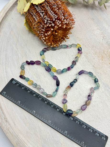 Rainbow Fluorite Stretch Bracelet – Stone of Focus, Balance & Spiritual Clarity