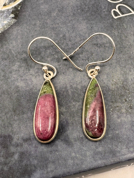 Ruby Zoisite Silver Drop Earrings  - "I radiate gratitude, appreciation, and love each day."