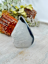 Black Banded Agate Flame 181g (9x6cm) – Stone of Grounding, Strength & Balance