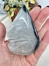 Black Banded Agate Flame 181g (9x6cm) – Stone of Grounding, Strength & Balance