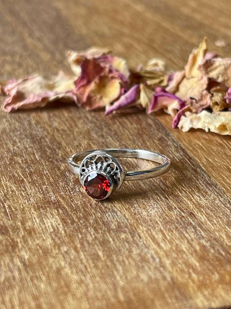 Garnet Silver Ring Size 7.5 - "I am passionate and enthusiastic in all areas of my life."