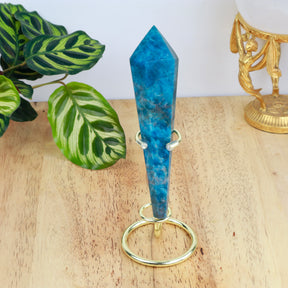 Blue Apatite Manifestation Wand on Gold Stand | Inspired By 3