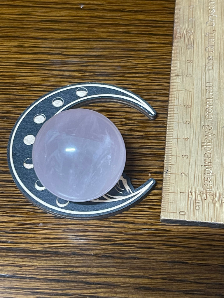 Rose Quartz Sphere on  Moon Stand - “I radiate love, beauty, confidence and grace”.