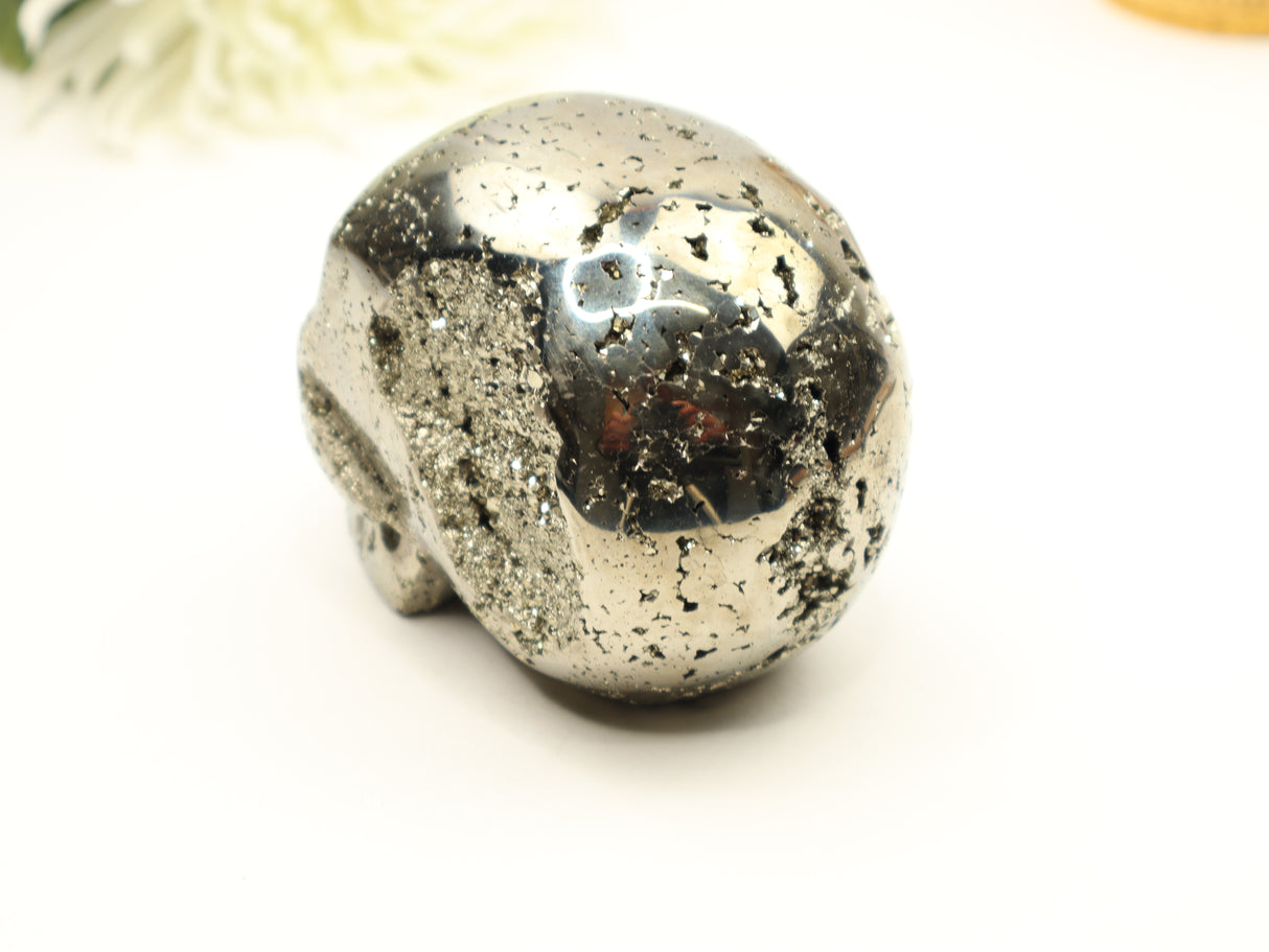 Pyrite Skull Carving #3 | 9cm | 1.326kg | Protection & Energy