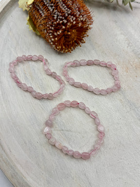 Rose Quartz stretch bracelet with nugget beads – 5.2–5.6cm inner diameter – pink crystal bracelet for love, compassion and emotional healing – Inspired By 3 Crystals Australia.